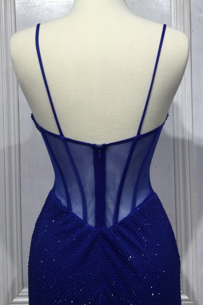 The Athena Rhinestone Mesh Fitted Corset Gown