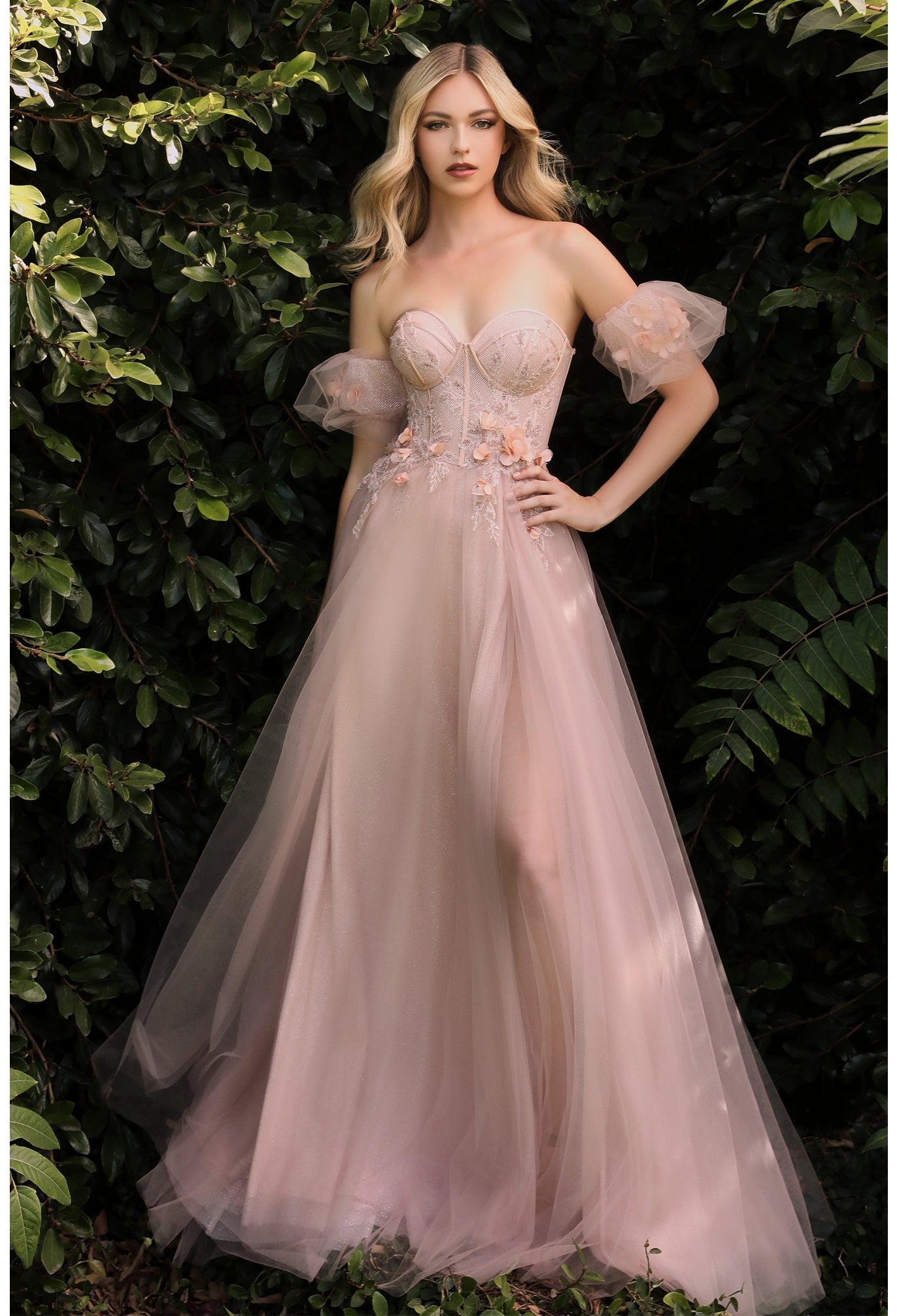 The Hannah Strapless 3D Floral Gown