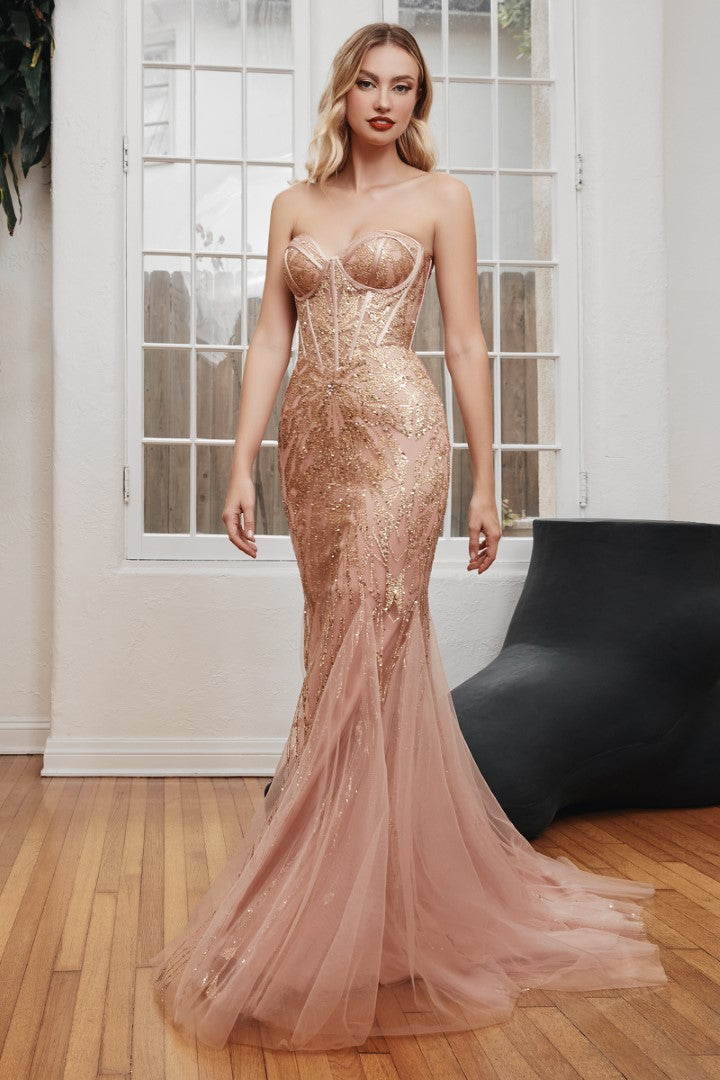 The Hart Glitter Strapless Mermaid Gown