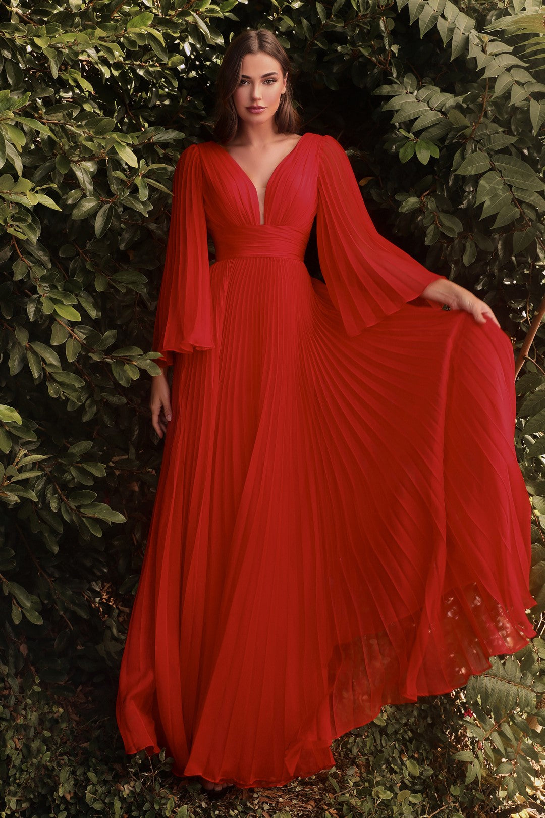 The Andréa Pleated Belle Sleeve Gown