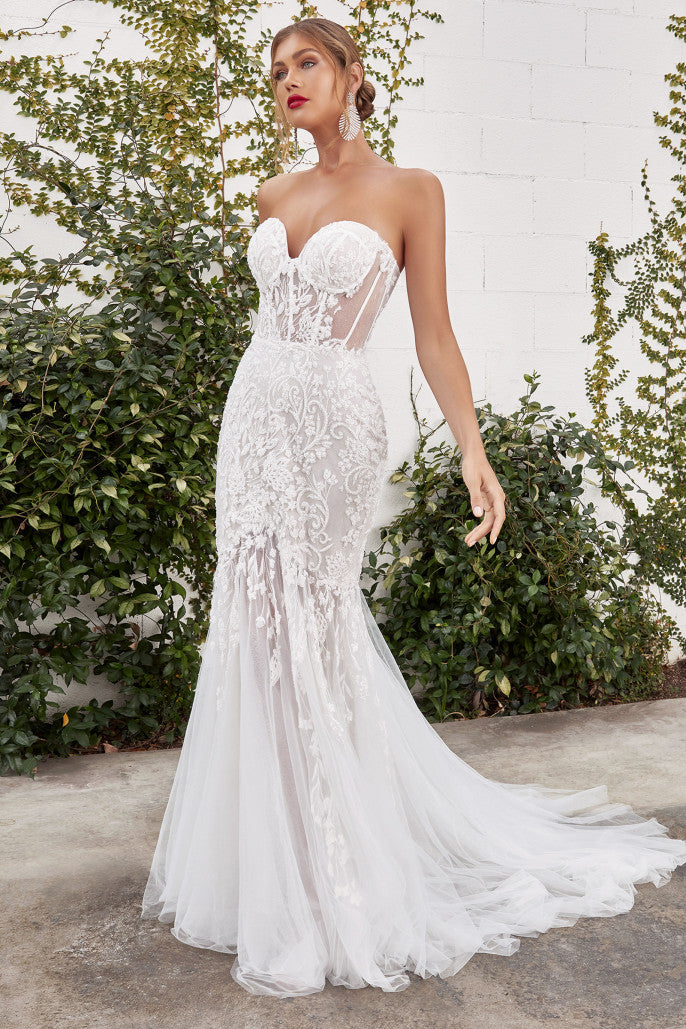 The Zoe Feathered Corset Wedding Gown