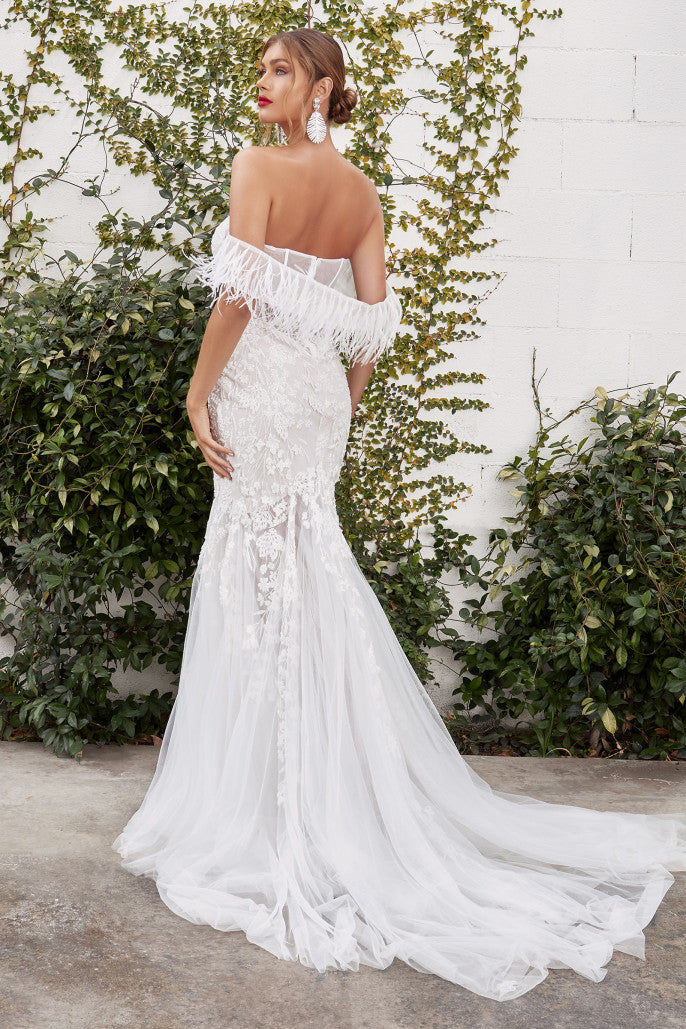 The Zoe Feathered Corset Wedding Gown