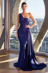 The Jassi Long Fitted One Shoulder Satin Gown