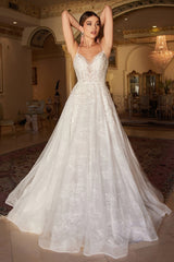 The Nora Chantilly Lace Long White Sleeveless Sweetheart Gown