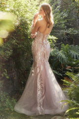 The Leilani Glass beaded long strapless dress with fitted mermaid skirt