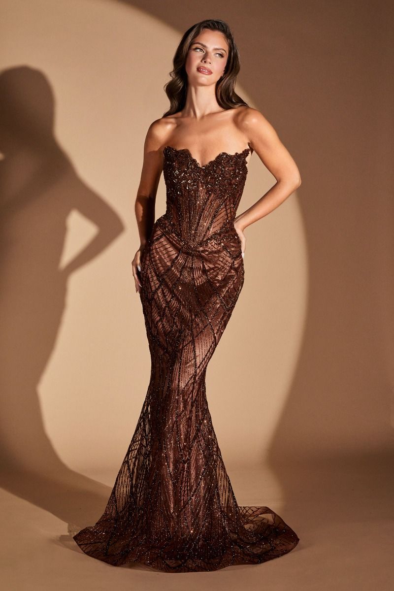 The Bijou Beaded Strapless Mermaid by Ladivine J888