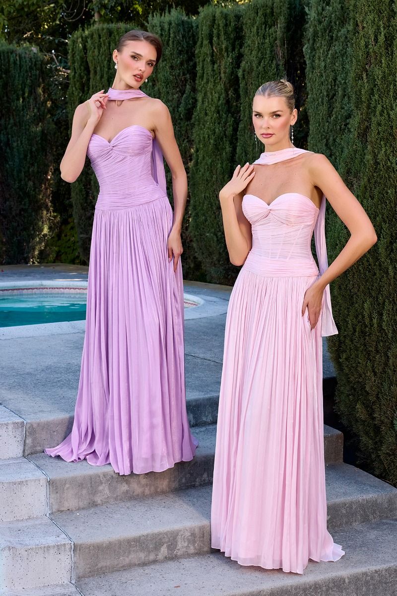 The Serenella Chiffon Strapless A-line Gown by Ladivine CD414