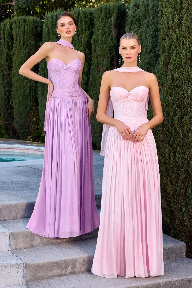 The Serenella Chiffon Strapless A-line Gown by Ladivine CD414