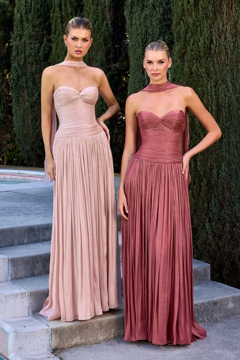 The Serenella Chiffon Strapless A-line Gown by Ladivine CD414