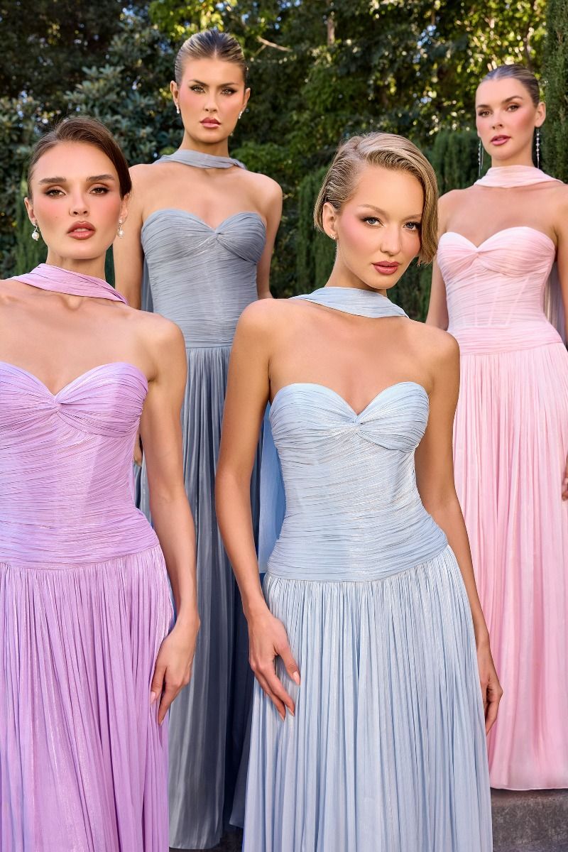 The Serenella Chiffon Strapless A-line Gown by Ladivine CD414