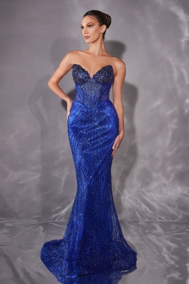 The Jazzie Beaded Fitted Strapless Gown
