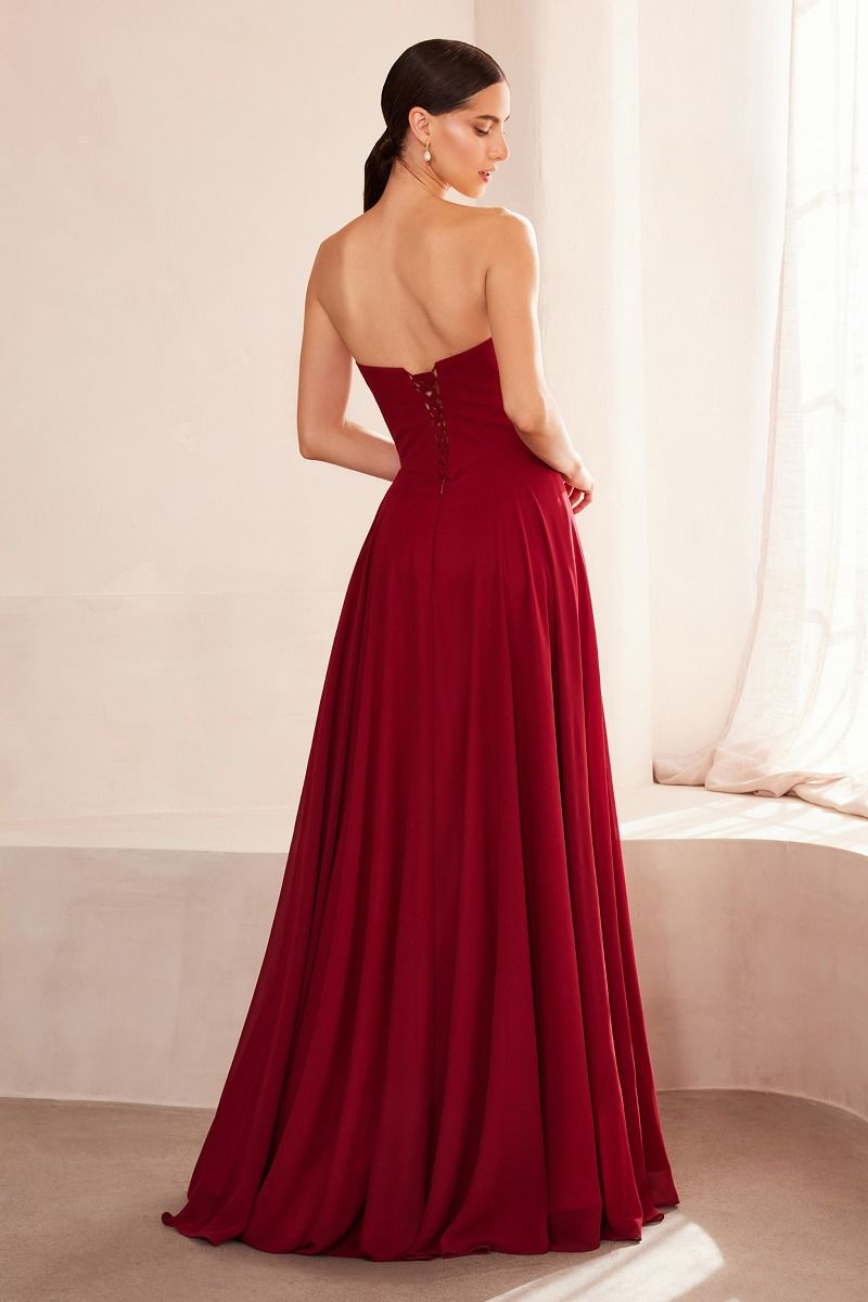 The Gwendolyn Chiffon Strapless A-line Gown by Ladivine T703