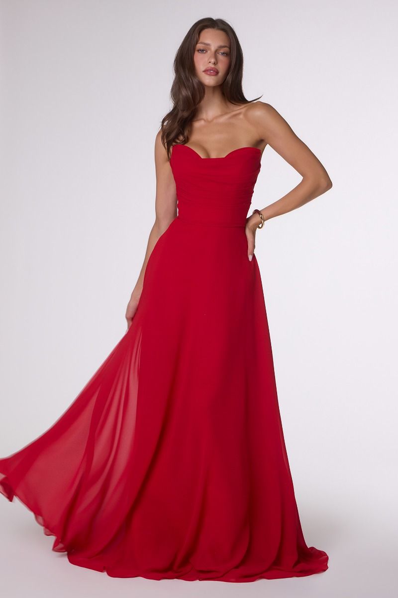The Gwendolyn Chiffon Strapless A-line Gown by Ladivine T703