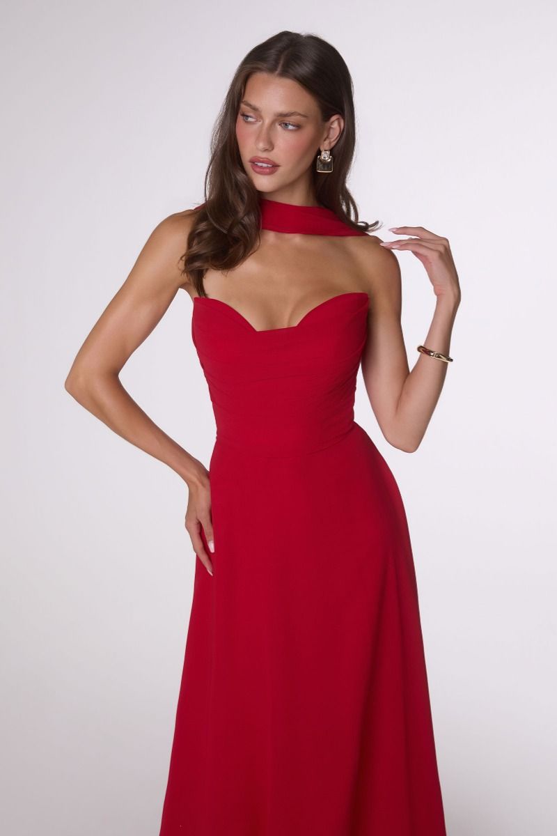 The Gwendolyn Chiffon Strapless A-line Gown by Ladivine T703