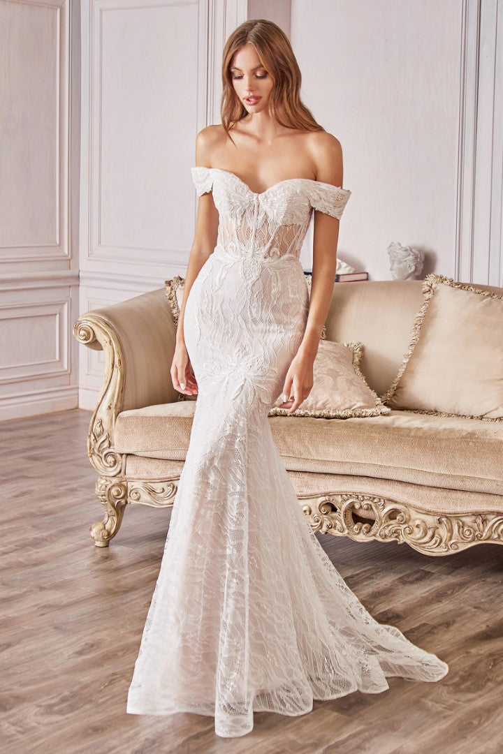 The Jolie White long off the shoulder lace mermaid Gown - 2
