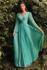 The Andréa Pleated Belle Sleeve Gown