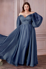 The Victoria Long Sleeve Chiffon Gown