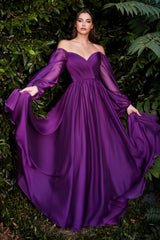 The Victoria Long Sleeve Chiffon Gown