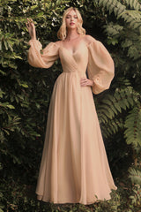 The Victoria Long Sleeve Chiffon Gown