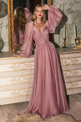 The Victoria Long Sleeve Chiffon Gown