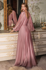 The Victoria Long Sleeve Chiffon Gown