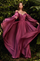 The Victoria Long Sleeve Chiffon Gown