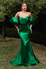 The Donita Fitted Puff Sleeve Satin Gown