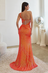 The Audrey One Shoulder Sequin Gown with Slit