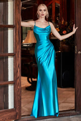 The Kami Satin Cowl Neck Long Gown
