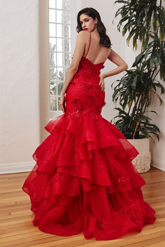 The Hollywood 3D Floral Tiered Mermaid Gown