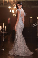 The Alessandra Feather Glitter Mermaid Gown