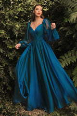 The Victoria Long Sleeve Chiffon Gown