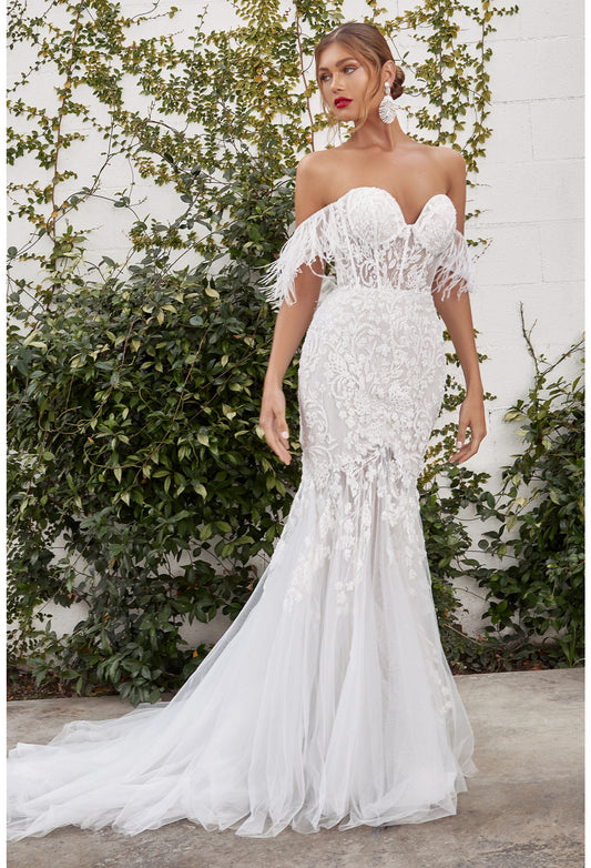 The Zoe Feathered Corset Wedding Gown