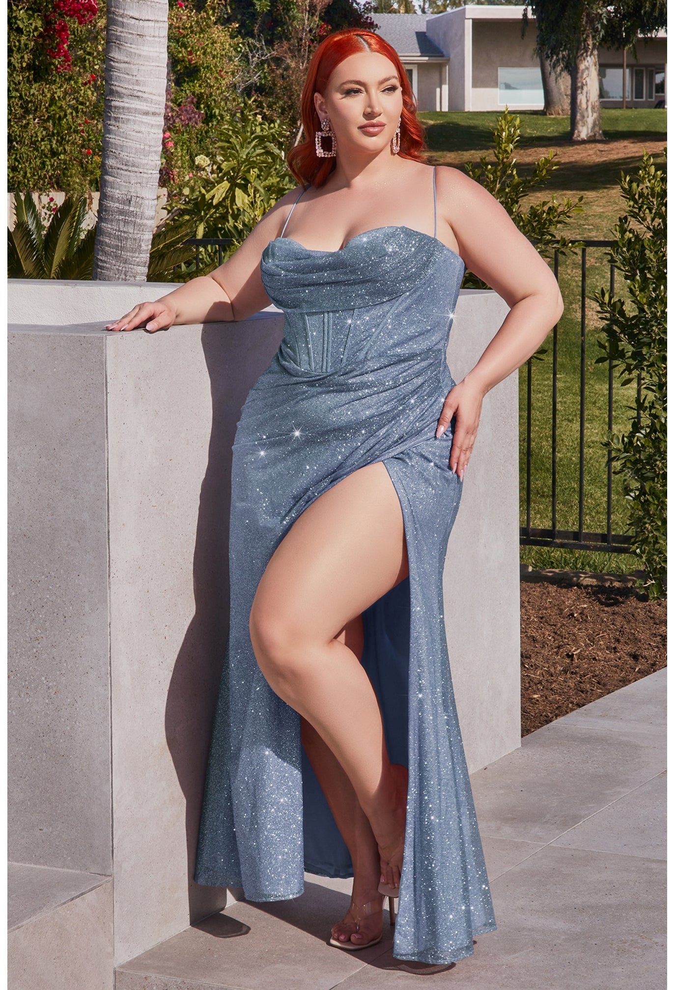 The Phoebe Curve Glitter Cowl Fitted Gown – CFWBOUTIQUE