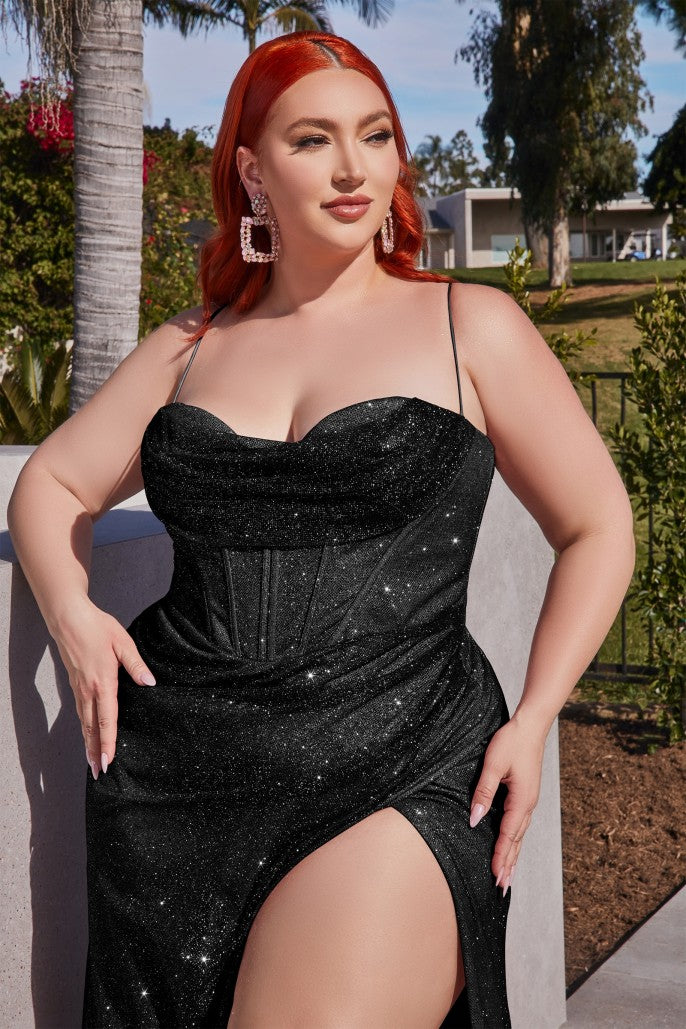 The Phoebe Curve Glitter Cowl Fitted Gown