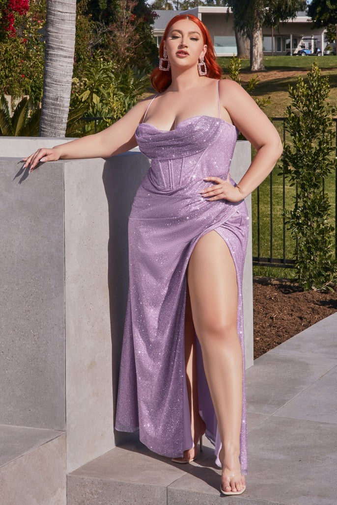 The Phoebe Curve Glitter Cowl Fitted Gown