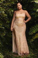The Vida Curve Fitted Strapless Sequin curve Gown