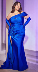 The Olivia Curve Fitted Stretch Satin Gown with Gloves