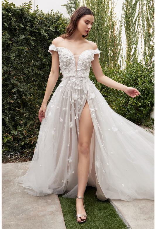 The Cassie 3D Blossom Off Shoulder Wedding Gown