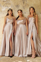 The Khloe Long Satin A-Line Gown